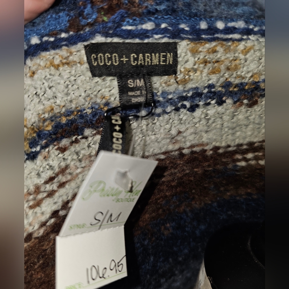 COCO + CARMEN Striped Knit Long Cardigan, Size S/M, NWT - Picture 5 of 9